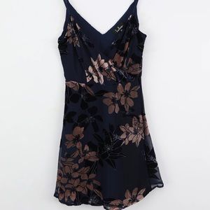 Lulu’s Navy Blue Velvet Floral mini dress